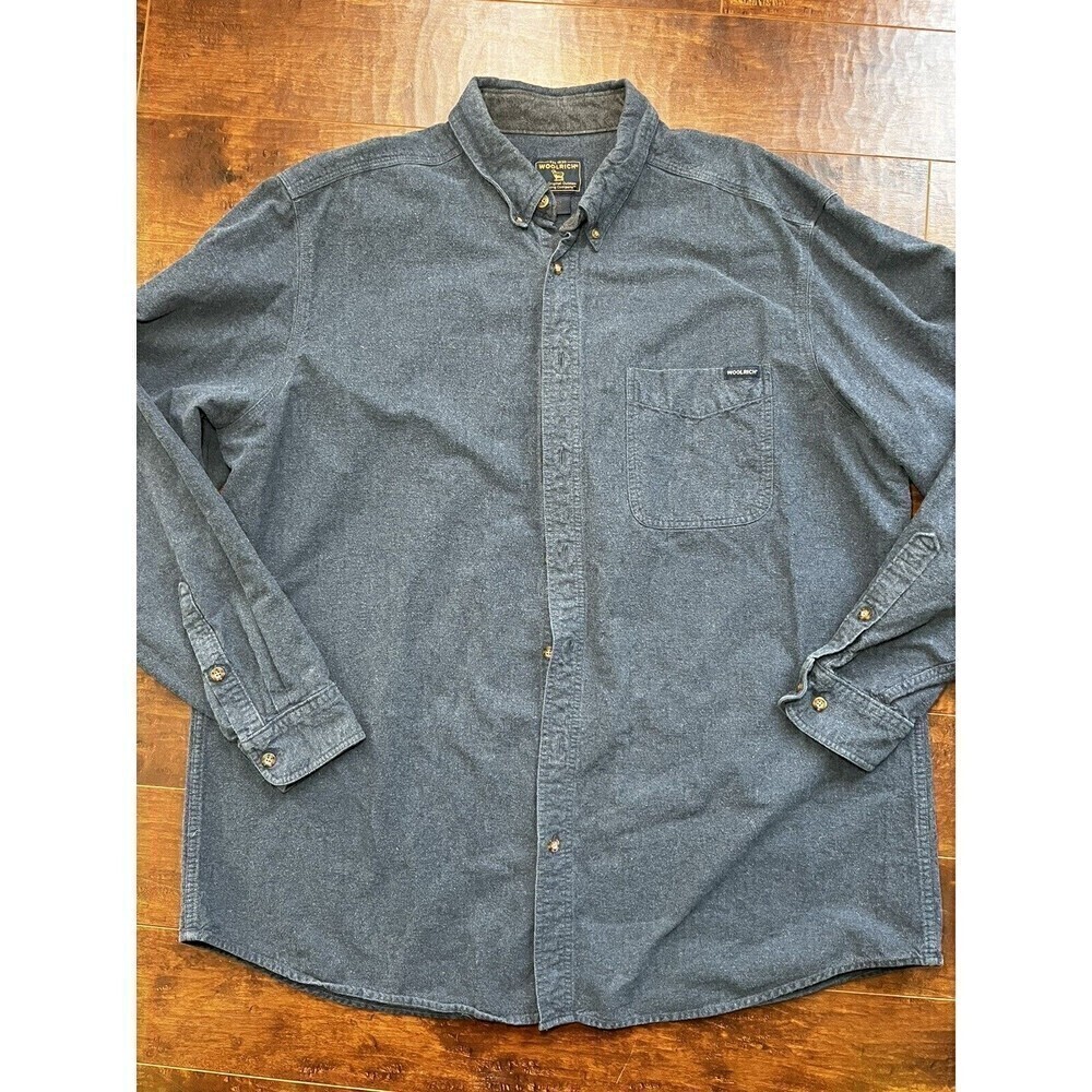 Mens Woolrich Blue Button Down Long Sleeve Size 2XLT